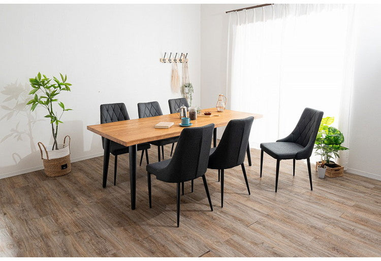 ダイニングセット 7点セットC スクエア/4本脚テーブル(大) チェア6脚 木製 スチール オーク 厚い 耐久性 おしゃれ 耳付き シンプル ナチュラル 温かみ 編み目 リビング ダイニングテーブル 食卓 椅子(代引不可)