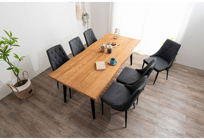 ダイニングセット 7点セットC スクエア/4本脚テーブル(大) チェア6脚 木製 スチール オーク 厚い 耐久性 おしゃれ 耳付き シンプル ナチュラル 温かみ 編み目 リビング ダイニングテーブル 食卓 椅子(代引不可)