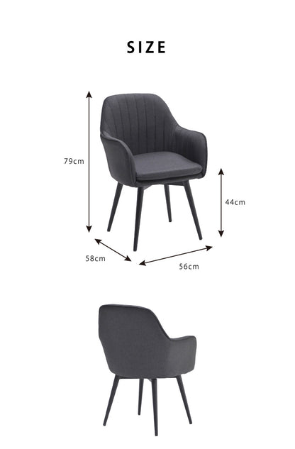 ダイニングチェア 肘付 2脚セット アイアンスチール ファブリック リビングチェア クッション 椅子 食卓 イス いす おしゃれ(代引不可)