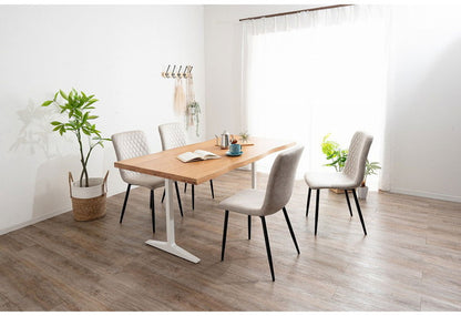 ダイニングセット 5点セットB T字脚テーブル チェア4脚 木製 スチール オーク 重厚感 厚い 耐久性 おしゃれ 耳付き シンプル ナチュラル 自然 温かみ ステッチ リビング ダイニング 食卓 椅子(代引不可)