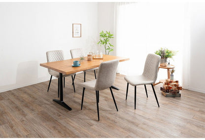 ダイニングセット 5点セットB T字脚テーブル チェア4脚 木製 スチール オーク 重厚感 厚い 耐久性 おしゃれ 耳付き シンプル ナチュラル 自然 温かみ ステッチ リビング ダイニング 食卓 椅子(代引不可)