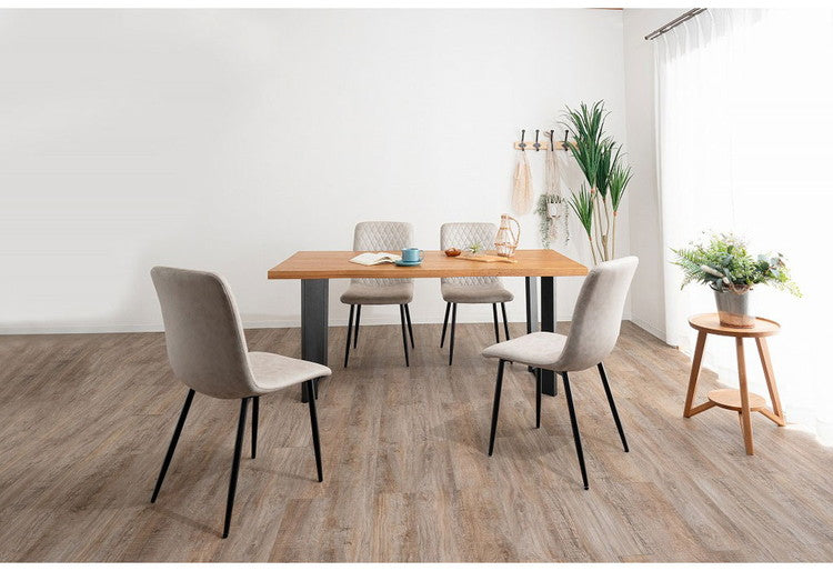 ダイニングセット 5点セットD スクエア/4本脚テーブル チェア4脚 木製 スチール オーク 重厚感 厚い 耐久性 おしゃれ 耳付き シンプル ナチュラル 温かみ ステッチ リビング ダイニング 食卓 椅子(代引不可)