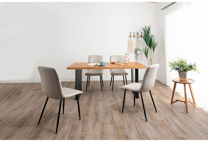 ダイニングセット 5点セットD スクエア/4本脚テーブル チェア4脚 木製 スチール オーク 重厚感 厚い 耐久性 おしゃれ 耳付き シンプル ナチュラル 温かみ ステッチ リビング ダイニング 食卓 椅子(代引不可)