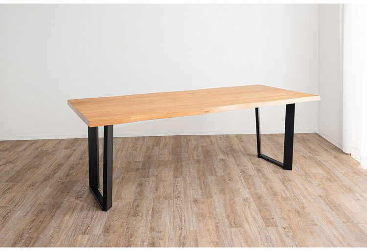 ダイニングセット 7点セットD スクエア/4本脚テーブル(大) チェア6脚 木製 スチール オーク 厚い 耐久性 おしゃれ 耳付き シンプル ナチュラル ステッチ リビング ダイニングテーブル 食卓 椅子(代引不可)