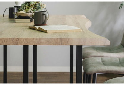 ダイニングセット 4人掛け 5点セット ダイニングテーブルセット 幅120 スクエア脚 アイアン脚 一枚板風 レザーファブリック アイアン ダイニングチェア ナチュラル ブラウン グレー ブラック(代引不可)