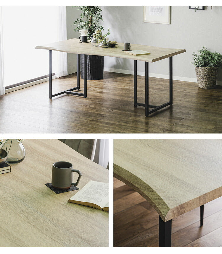 ダイニングセット 6人掛け 7点セット ダイニングテーブルセット 幅180 スクエア脚 アイアン脚 一枚板風 PVC レザー アイアン ダイニングチェア ナチュラル ブラウン グレー ブラック(代引不可)