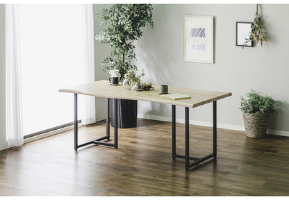 ダイニングセット 6人掛け 7点セット ダイニングテーブルセット 幅180 スクエア脚 アイアン脚 一枚板風 レザーファブリック アイアン ダイニングチェア ナチュラル ブラウン グレー ブラック(代引不可)