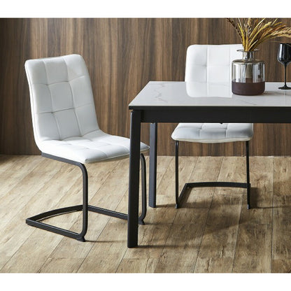 ダイニングチェア 2脚セット 2個組 チェア 椅子 いす 合皮 デザインチェア おしゃれ モダン 北欧 シンプル 背もたれ ホワイト インテリア 白 ブラック(代引不可)