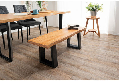 ダイニングベンチ 二人掛け 幅112cm 長椅子 木製 オーク 重厚感 厚天板 ベンチ 耳付き おしゃれ ナチュラル 自然 温かみ リビング ダイニング 玄関 食卓椅子 チェア 2P(代引不可)