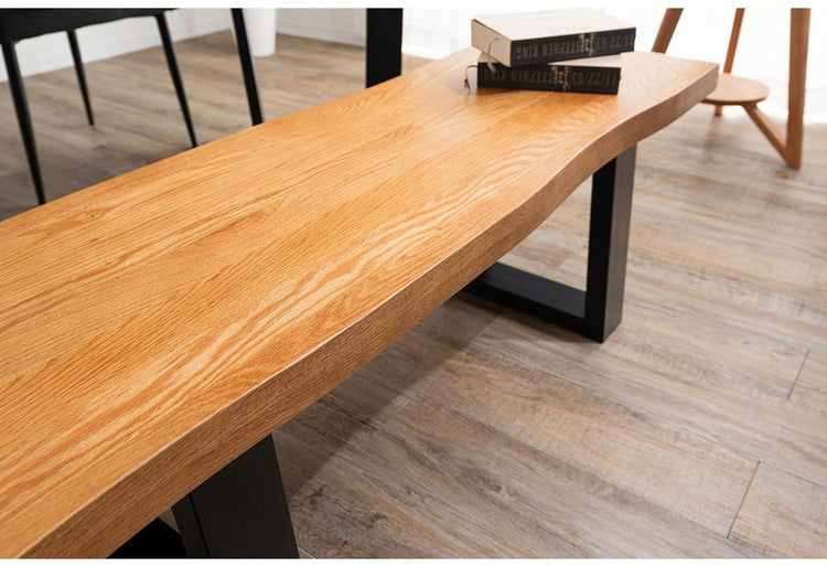 ダイニングベンチ 二人掛け 幅112cm 長椅子 木製 オーク 重厚感 厚天板 ベンチ 耳付き おしゃれ ナチュラル 自然 温かみ リビング ダイニング 玄関 食卓椅子 チェア 2P(代引不可)