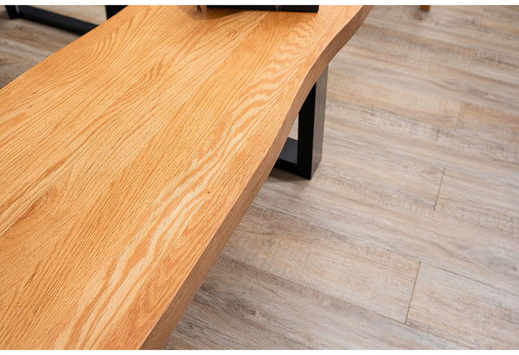 ダイニングベンチ 二人掛け 幅112cm 長椅子 木製 オーク 重厚感 厚天板 ベンチ 耳付き おしゃれ ナチュラル 自然 温かみ リビング ダイニング 玄関 食卓椅子 チェア 2P(代引不可)