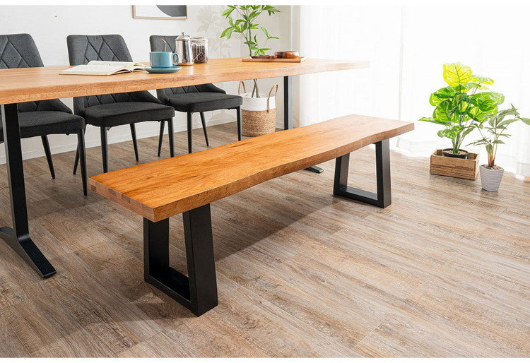 ダイニングベンチ 三人掛け 幅150cm 長椅子 木製 オーク 重厚感 厚天板 ベンチ 耳付き おしゃれ ナチュラル 自然 温かみ リビング ダイニング 玄関 食卓椅子 チェア 3P(代引不可)