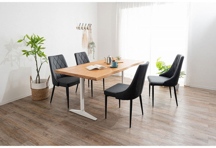 ダイニングテーブル T字脚 160×85cm 木製 スチール オーク 重厚感 厚天板 耐久性 おしゃれ 耳付き シンプル ナチュラル 自然 温かみ リビング ダイニング 食卓(代引不可)