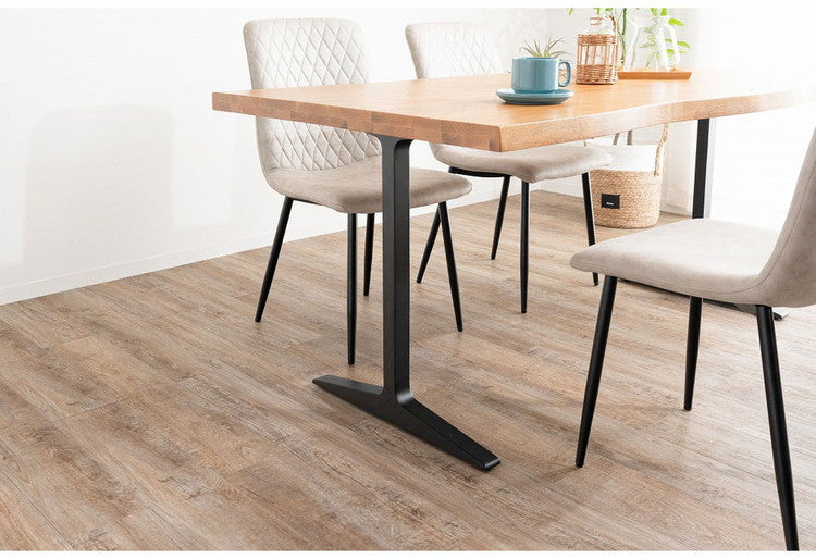 ダイニングテーブル T字脚 160×85cm 木製 スチール オーク 重厚感 厚天板 耐久性 おしゃれ 耳付き シンプル ナチュラル 自然 温かみ リビング ダイニング 食卓(代引不可)