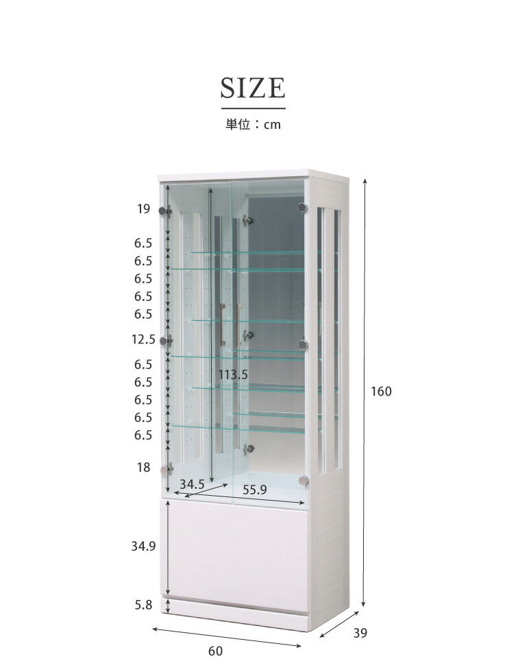 サラII 60 ロータイプ 段差式タイプ コレクションラック 幅60cm 高さ160cm 奥行40cm 開梱設置無料 大型フィギュアケース(代引不可)