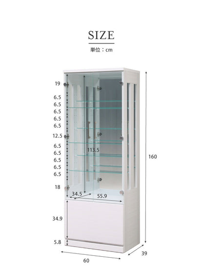 サラII 60 ロータイプ 段差式タイプ コレクションラック 幅60cm 高さ160cm 奥行40cm 開梱設置無料 大型フィギュアケース(代引不可)