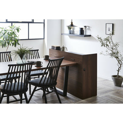 手元を隠す キッチンカウンター 間仕切り 完成品 幅120 ステンレス天板 モイス加工 スライド棚 耐水 耐熱 コンセント付き 引き出し 食器棚 キッチンボード グレー オーク ブラウン(代引不可)