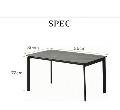 セラミック ダイニングセット 4人掛け 5点セット ダイニングテーブルセット 幅135 合皮 アイアン 鏡面 ダイニングチェア 耐水 耐熱 大理石調(代引不可)