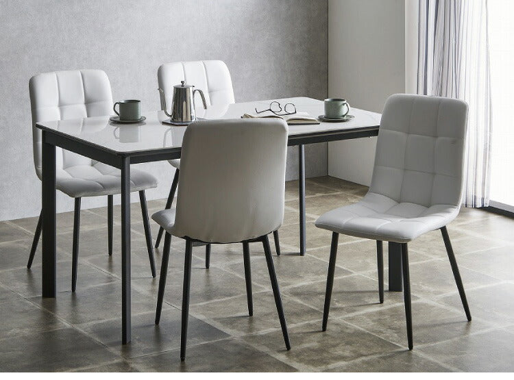 セラミック ダイニングセット 4人掛け 5点セット ダイニングテーブルセット 幅135 合皮 アイアン 鏡面 ダイニングチェア 耐水 耐熱 大理石調(代引不可)
