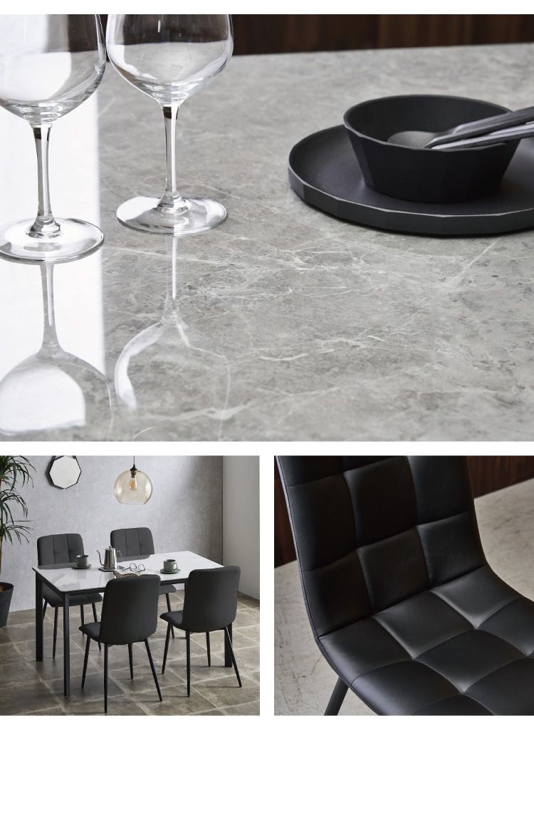 セラミック ダイニングセット 4人掛け 5点セット ダイニングテーブルセット 幅135 合皮 アイアン 鏡面 ダイニングチェア 耐水 耐熱 大理石調(代引不可)