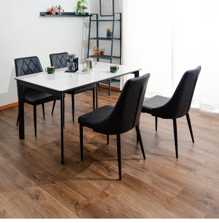 セラミック ダイニングセット 4人掛け 5点セット ダイニングテーブルセット 幅135 合皮 デザインチェア 鏡面 ダイニングチェア 耐水 耐熱 大理石調(代引不可)
