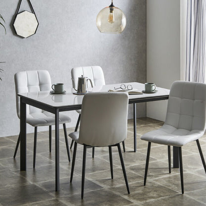 セラミック ダイニングテーブル 単品 幅135 4人掛け 大理石調 リビング テーブル ダイニング 耐水 耐熱 白 鏡面 傷がつきにくい おしゃれ 北欧 モダン(代引不可)