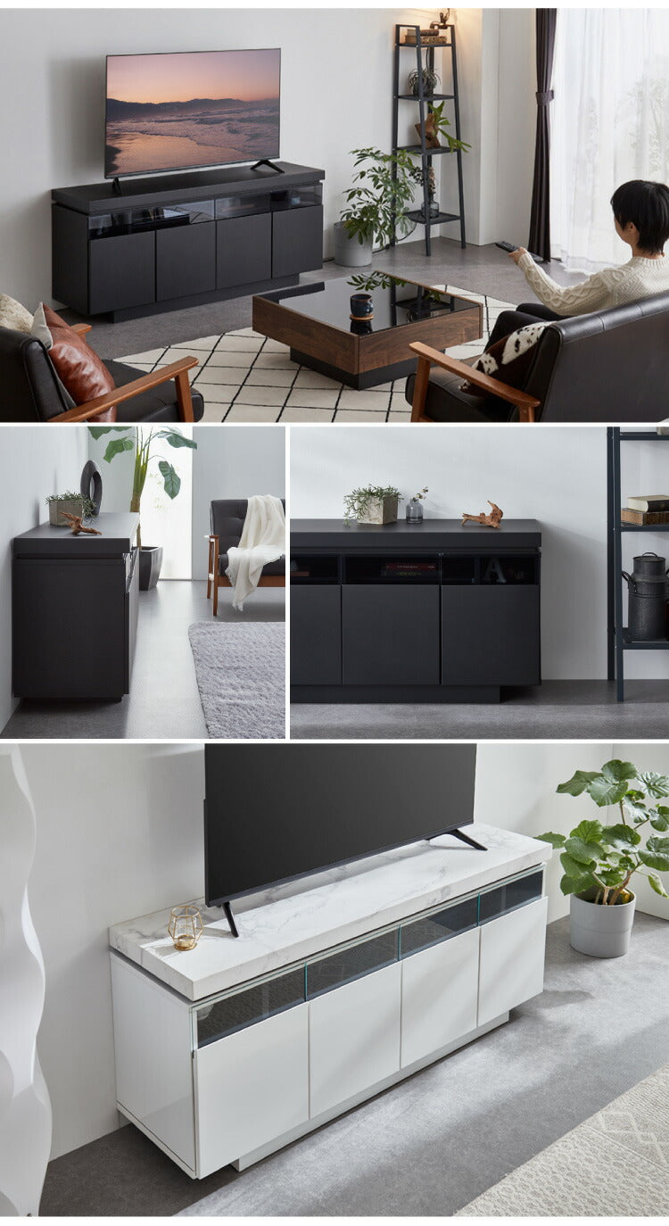 テレビ台 ハイタイプ 幅150 完成品 キャビネット ロースタイル シンプルモダン おしゃれ 大理石調 ホワイト 白 ブラック サイドボード テレビラック ローボード 収納 リビング ダイニング 高級感(代引不可)