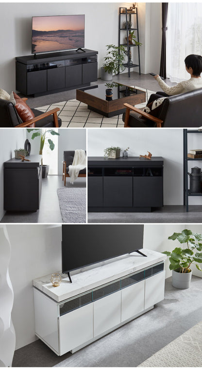テレビ台 ハイタイプ 幅150 完成品 キャビネット ロースタイル シンプルモダン おしゃれ 大理石調 ホワイト 白 ブラック サイドボード テレビラック ローボード 収納 リビング ダイニング 高級感(代引不可)