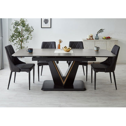 セラミック 伸長式ダイニングテーブルセット 幅160~幅200 伸縮 ダイニング5点セット 4人掛け 伸縮テーブル モダン 伸長式 ダイニング 耐水 耐熱 白 艶消し 傷がつきにくい おしゃれ(代引不可)