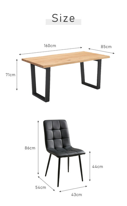 ダイニングテーブルセット ダイニング5点セット 4人掛け ダイニングセット 幅160 160×85 テーブル PU 合皮 チェア 4脚 アイアン オーク 天然木 食卓テーブル(代引不可)