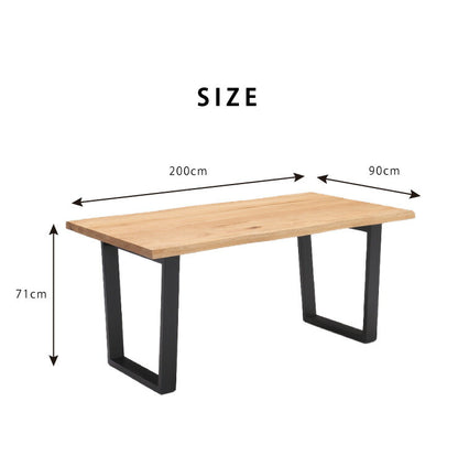 ダイニングテーブル 200×90 スクエア脚 ダイニング 6人掛け ダイニングセット オーク無垢材 天板40mm厚 木製 食卓テーブル 6人(代引不可)