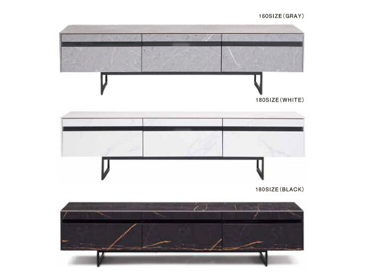 テレビ台 テレビボード 幅160 完成品 セラミック天板 鏡面 大理石調 ガラス ストーン柄 TV台 TVボード ローボード 白 ホワイト モノトーン 韓国インテリア おしゃれ(代引不可)