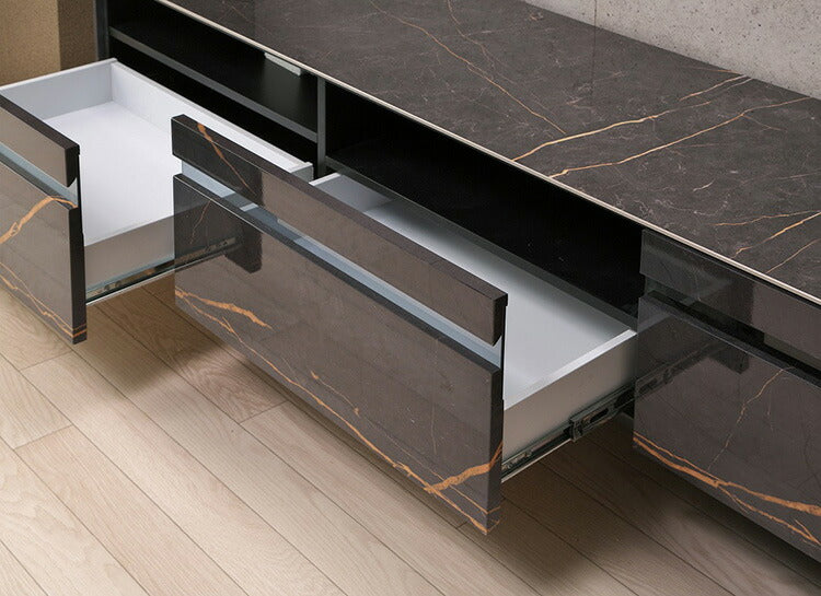 テレビ台 テレビボード 幅160 完成品 セラミック天板 鏡面 大理石調 ガラス ストーン柄 TV台 TVボード ローボード 白 ホワイト モノトーン 韓国インテリア おしゃれ(代引不可)