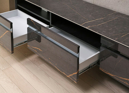 テレビ台 テレビボード 幅160 完成品 セラミック天板 鏡面 大理石調 ガラス ストーン柄 TV台 TVボード ローボード 白 ホワイト モノトーン 韓国インテリア おしゃれ(代引不可)