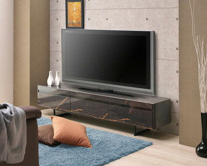 テレビ台 テレビボード 幅160 完成品 セラミック天板 鏡面 大理石調 ガラス ストーン柄 TV台 TVボード ローボード 白 ホワイト モノトーン 韓国インテリア おしゃれ(代引不可)