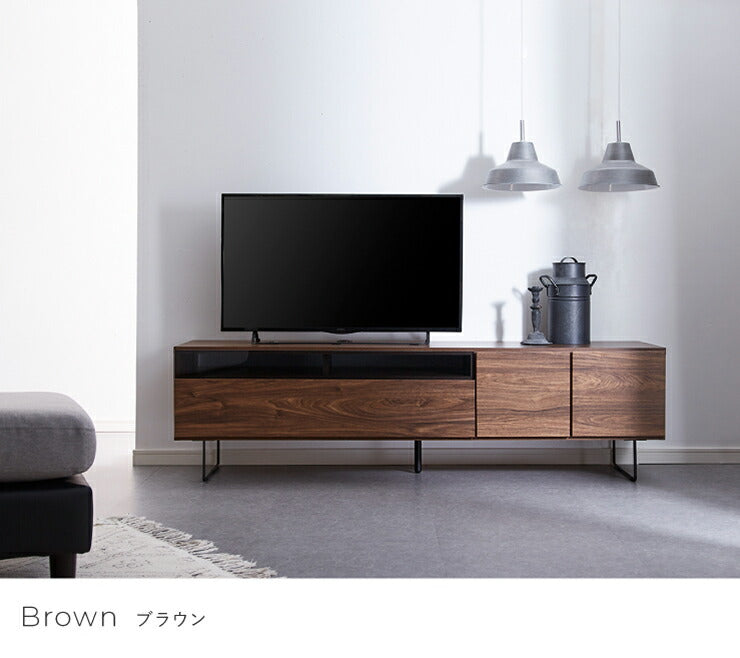 テレビ台 テレビボード 幅175 【国産 完成品 大川家具】 木製 ローボード ウォールナット柄 リビング収納 コンセント付き TV台 アイアン 日本製(代引不可)
