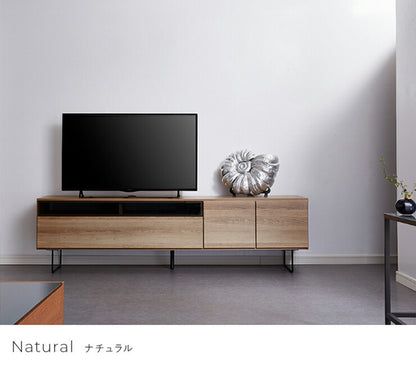 テレビ台 テレビボード 幅175 【国産 完成品 大川家具】 木製 ローボード ウォールナット柄 リビング収納 コンセント付き TV台 アイアン 日本製(代引不可)