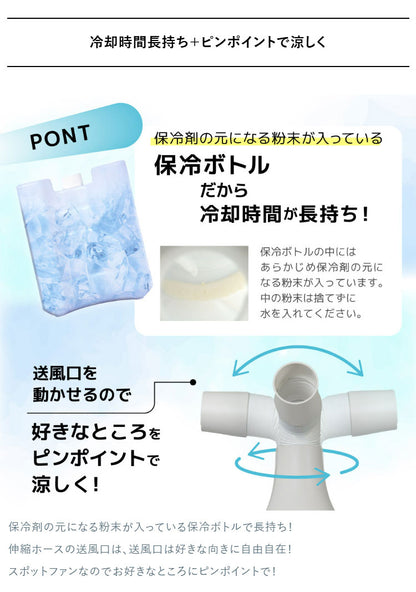スポットクーラー 扇風機 スリム 小型 冷風扇 工事不要 クーラーファン 冷たい風が出る USBスポットアイスファン 暑さ対策 キッチン トイレ 脱衣所 サンコー SCLM25SGY