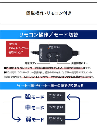 バッテリーセット 爆風で上半身爽快 なんでもファン付きウェア 腰ベルトファン クリップ付き ファン本体2個 サンコー PCFN26SBK