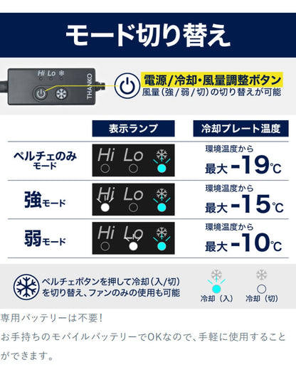 【5個セット】 モバイルバッテリーセット 冷却ベスト ペルチェ式 冷蔵服 空調作業服 洗濯可能 10000mAhバッテリー フリーサイズ M X XL サイズ ネイビー 熱中症対策 THANKO サンコー TKCV24FNV
