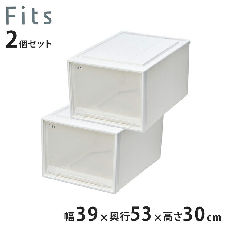 【2個セット】 天馬 fits フィッツ 衣装ケース 衣類ケース 衣装BOX 衣類BOX BOX収納 衣類収納 ケース 押し入れ タンス クローゼット WIC 整理 衣替え 幅39cm 奥行53cm 高さ30cm ホワイトクリア 53-39L(代引不可)