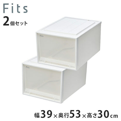 【2個セット】 天馬 fits フィッツ 衣装ケース 衣類ケース 衣装BOX 衣類BOX BOX収納 衣類収納 ケース 押し入れ タンス クローゼット WIC 整理 衣替え 幅39cm 奥行53cm 高さ30cm ホワイトクリア 53-39L(代引不可)