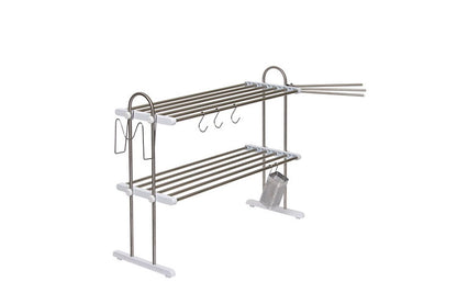 水切りラック 2段 水切り棚 ふきん掛け/フック/箸立て/まな板スタンド 付属 キッチンラック キッチン収納 キッチンラック シンク収納 シンプル(代引不可)