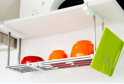 伸縮吊戸下はさみ棚 1段 幅55~95cm フック・まな板スタンド付き 田窪工業所 TAKUBO HM1-90LK(代引不可)