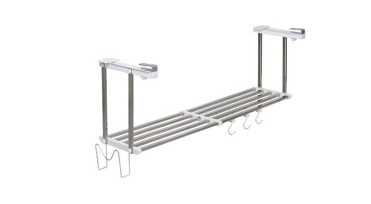 伸縮吊戸下はさみ棚 1段 幅55~95cm フック・まな板スタンド付き 田窪工業所 TAKUBO HM1-90LK(代引不可)