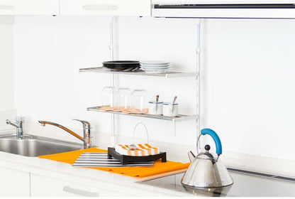 日本製 突っ張り棚 2段 幅61.7cm キッチンラック 突っ張りラック つっぱりラック キッチン収納 キッチンラック 壁面収納 シンク収納 シンプル(代引不可)