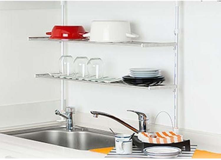 日本製 突っ張り棚 2段 幅91.7cm キッチンラック 突っ張りラック つっぱりラック キッチン収納 キッチンラック 壁面収納 シンク収納 シンプル(代引不可)