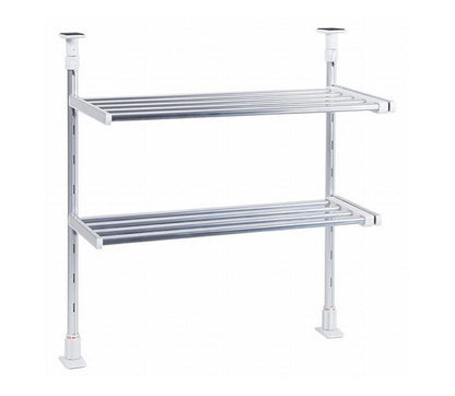 伸縮式 突っ張り棚 2段 水切り棚 水切りラック キッチンラック 突っ張りラック つっぱりラック キッチン収納 キッチンラック 壁面収納 シンク収納 シンプル(代引不可)