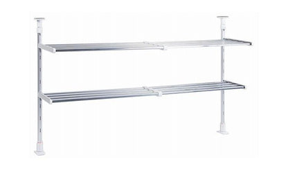 伸縮式 突っ張り棚 2段 水切り棚 水切りラック キッチンラック 突っ張りラック つっぱりラック キッチン収納 キッチンラック 壁面収納 シンク収納 シンプル(代引不可)