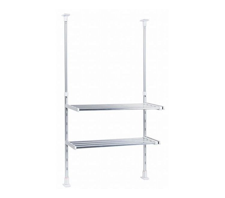 伸縮式 突っ張り棚 2段 水切り棚 水切りラック キッチンラック 突っ張りラック つっぱりラック キッチン収納 キッチンラック 壁面収納 シンク収納 シンプル(代引不可)